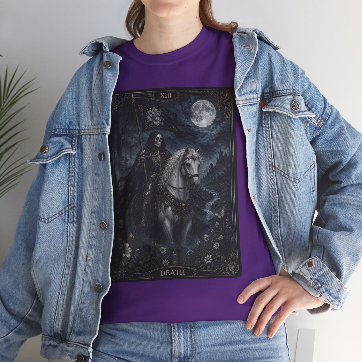 Death Tarot Card T-Shirt — Gothic Moonlit Horseman Tee