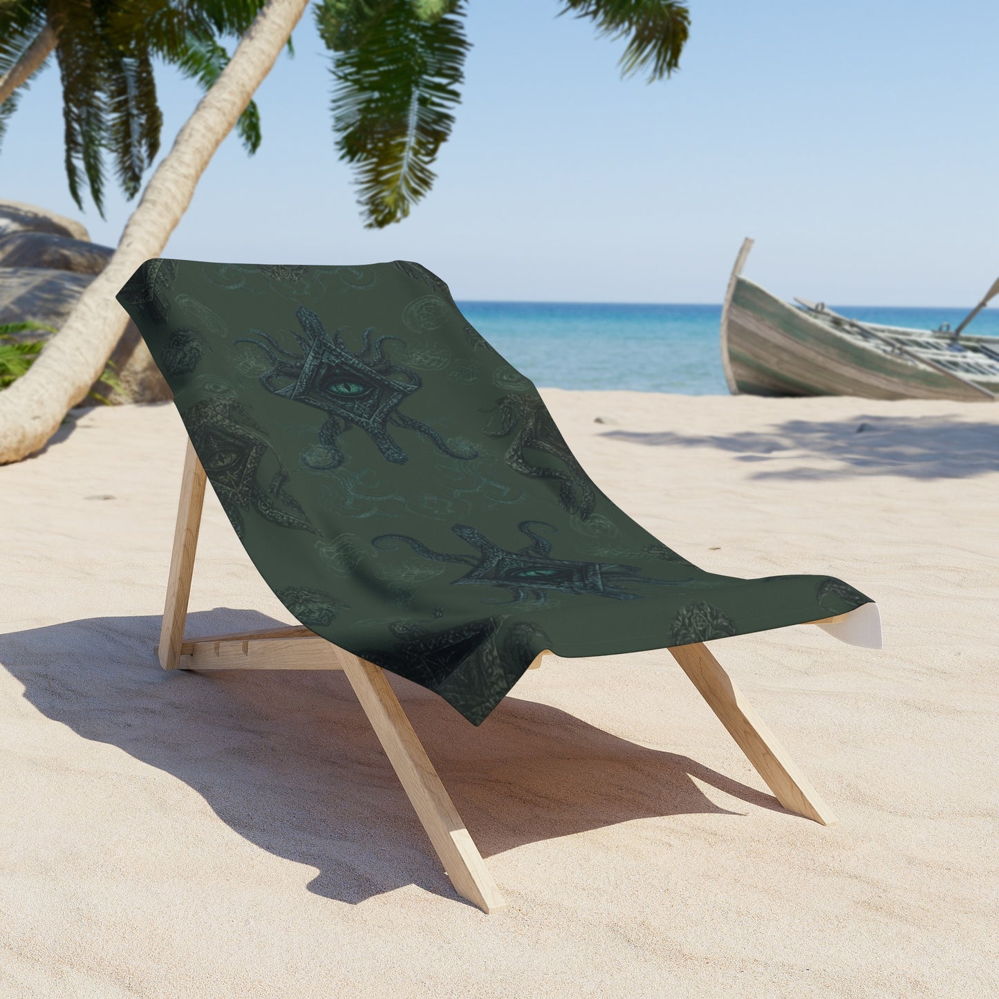 Lovecraft Inspired Beach Towel — Dark Nautical Eye Pattern