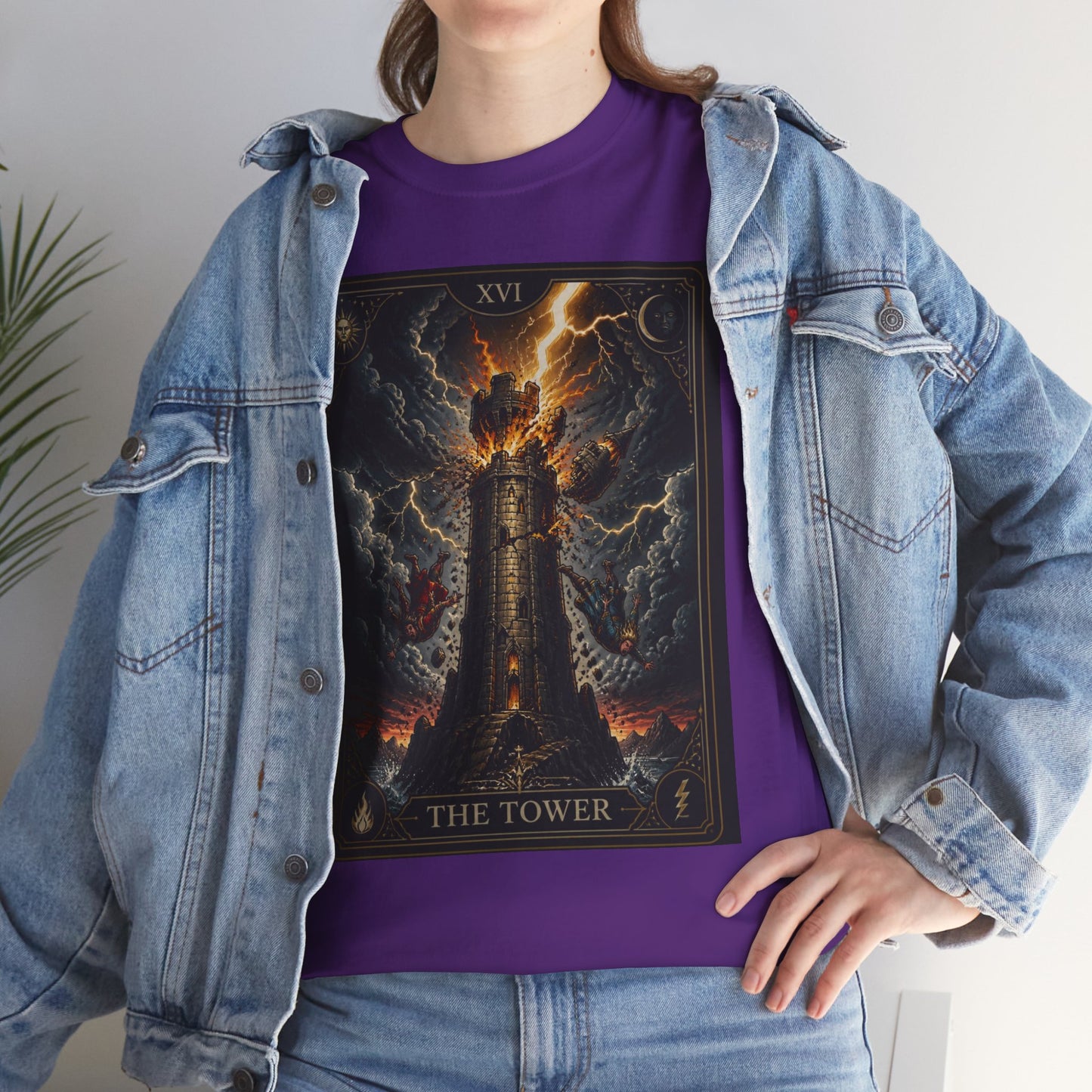 Tarot The Tower T-Shirt — Gothic Lightning Tarot Card Tee