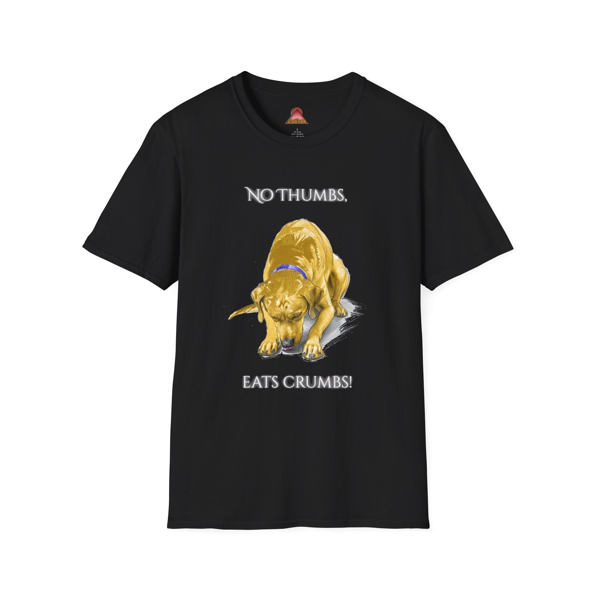 No Thumbs Eats Crumbs dog illustration T-Shirt | funny Labrador design