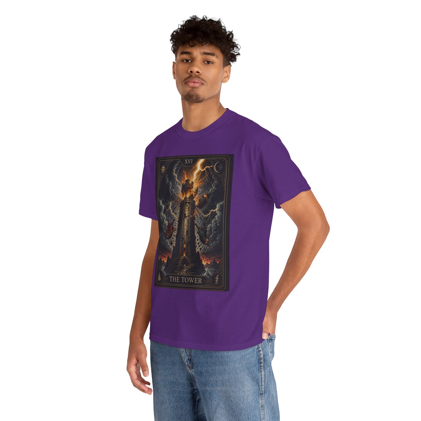 Tarot The Tower T-Shirt — Gothic Lightning Tarot Card Tee