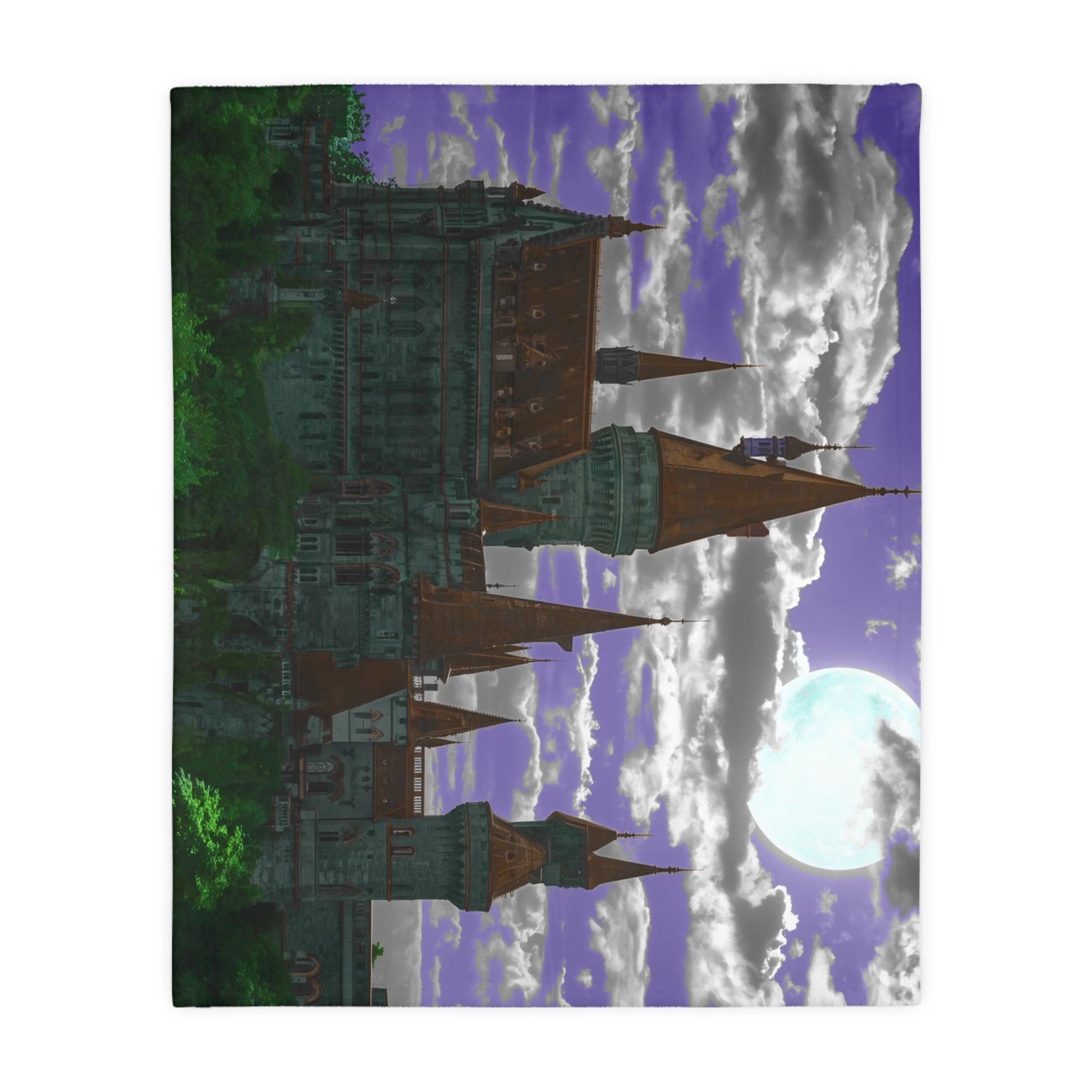 Moonlit Castle Velveteen Blanket — Gothic Fantasy Microfiber Throw