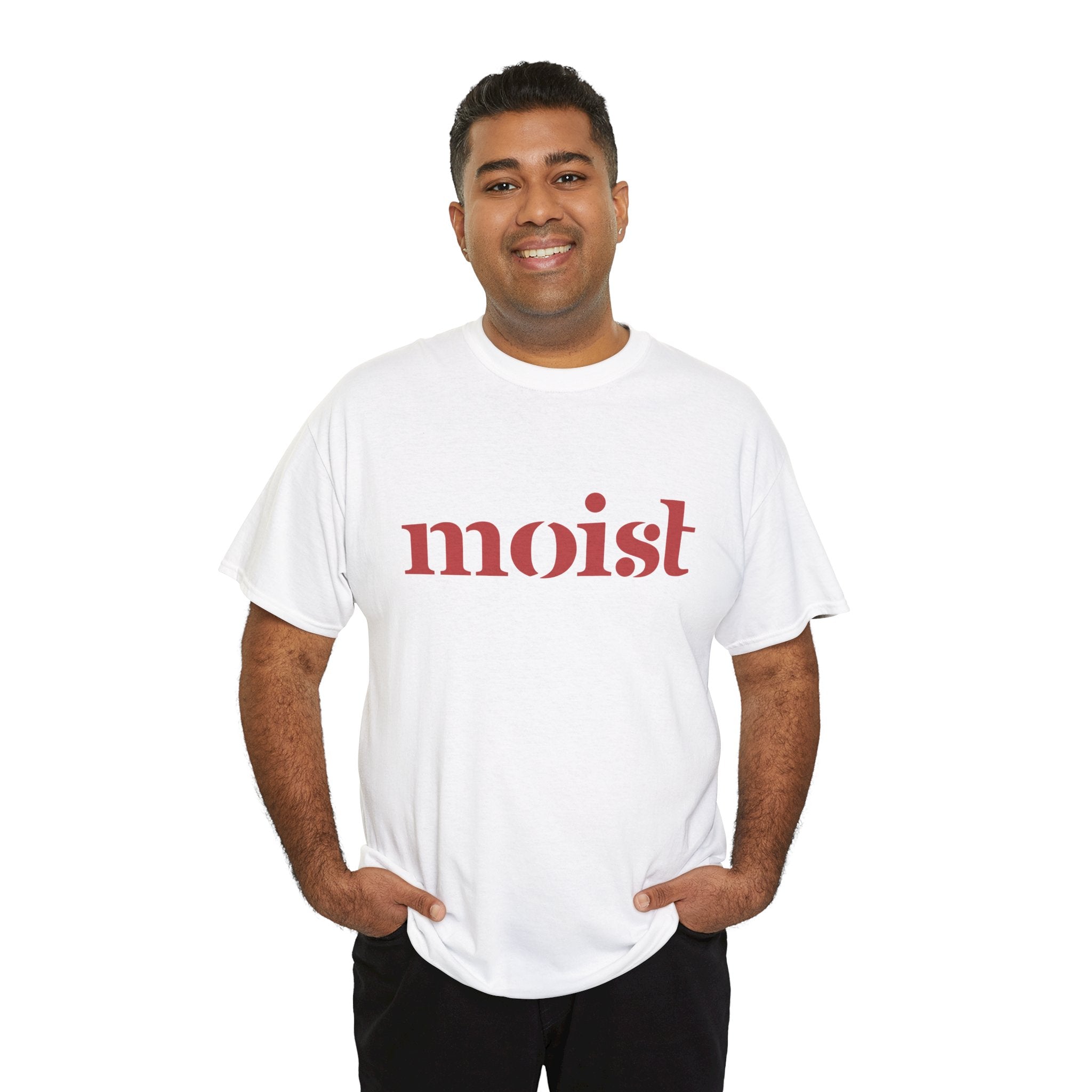 Moist Graphic Tee — Bold Retro Text Shirt