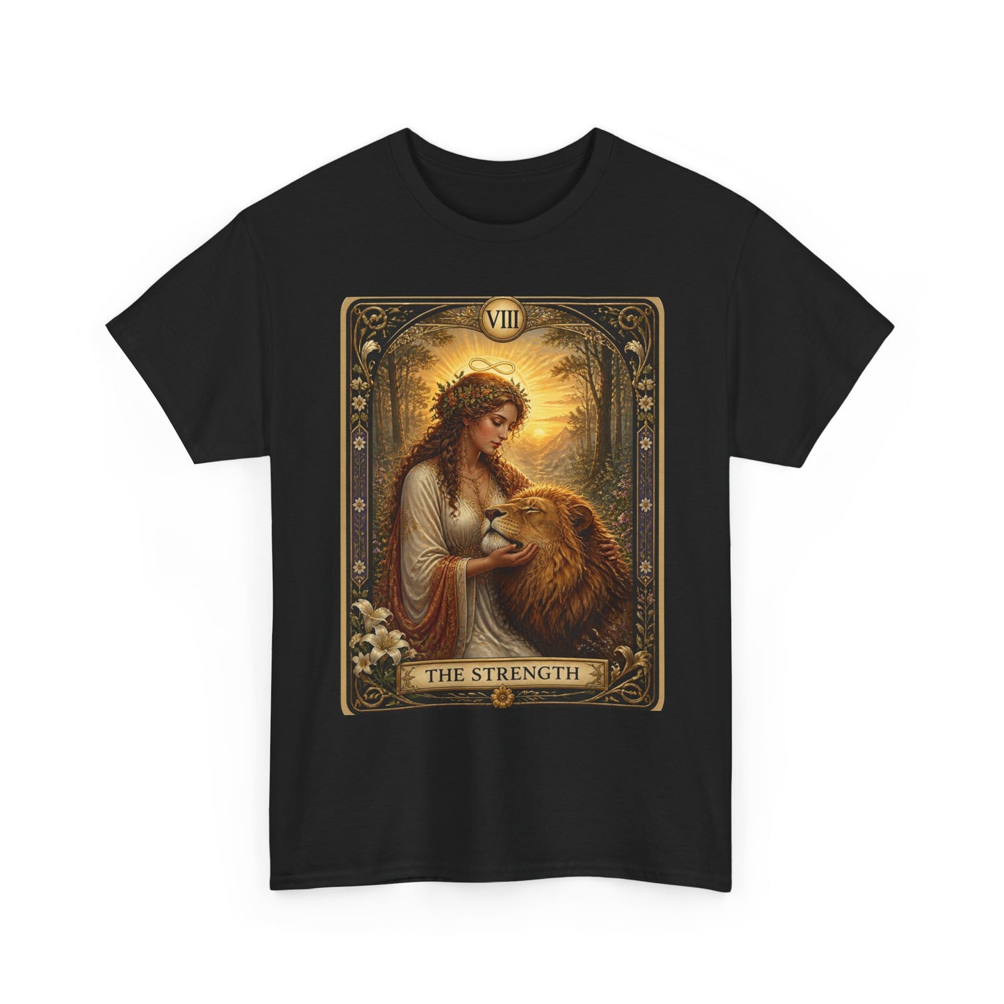 Tarot 'The Strength' T-Shirt — Mystical Lion Woman Card Tee