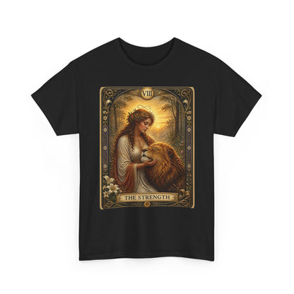 Tarot 'The Strength' T-Shirt — Mystical Lion Woman Card Tee