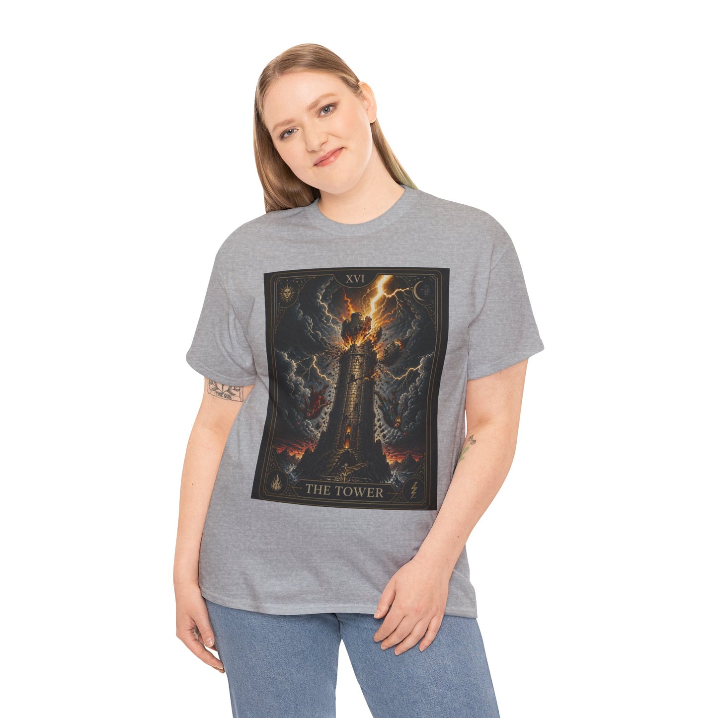 Tarot The Tower T-Shirt — Gothic Lightning Tarot Card Tee