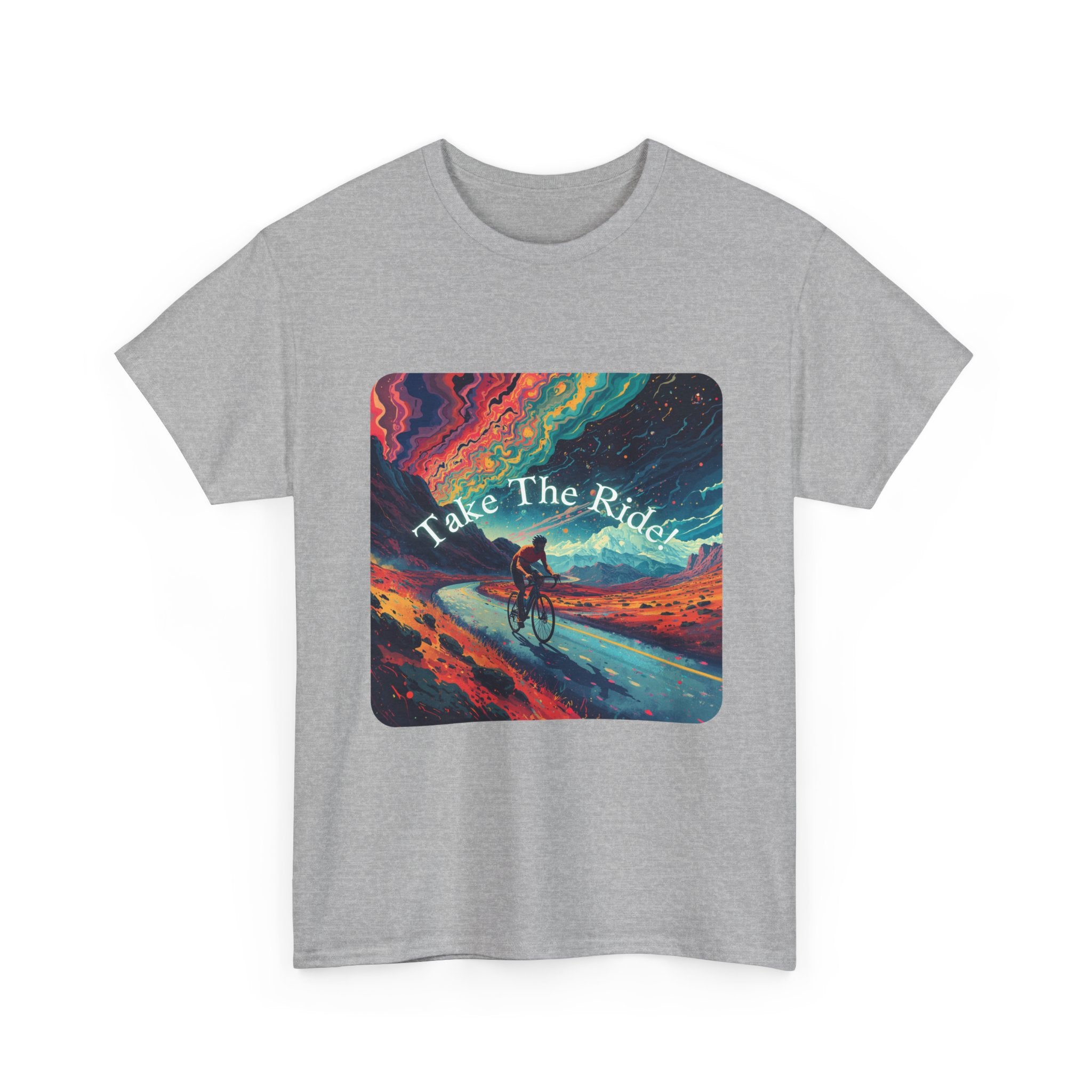 Take The Ride bicycle sunset design Tee | cycling shirt, adventure graphic