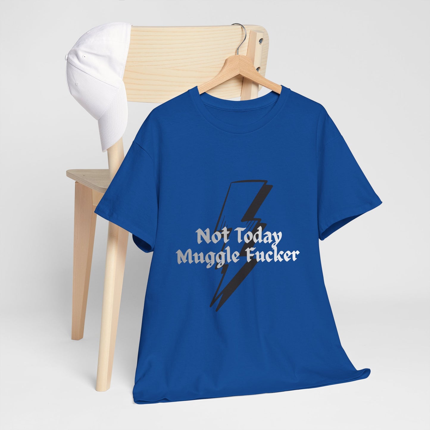 Lightning Bolt Graphic Tee – "Not Today Muggle" Minimalist Fan T‑Shirt