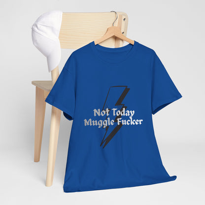 Lightning Bolt Graphic Tee – "Not Today Muggle" Minimalist Fan T‑Shirt