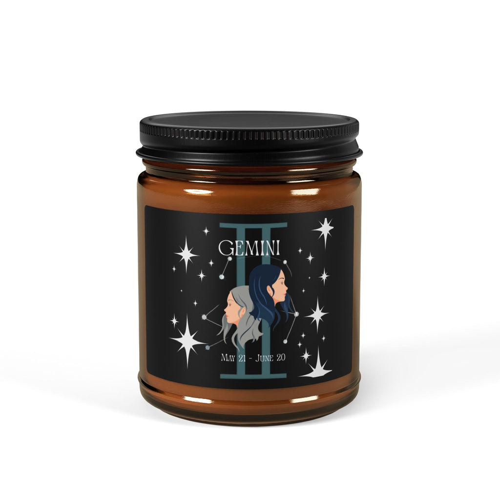 Gemini Zodiac Soy Candle — Amber Jar Scented Candle (Multi-Size)