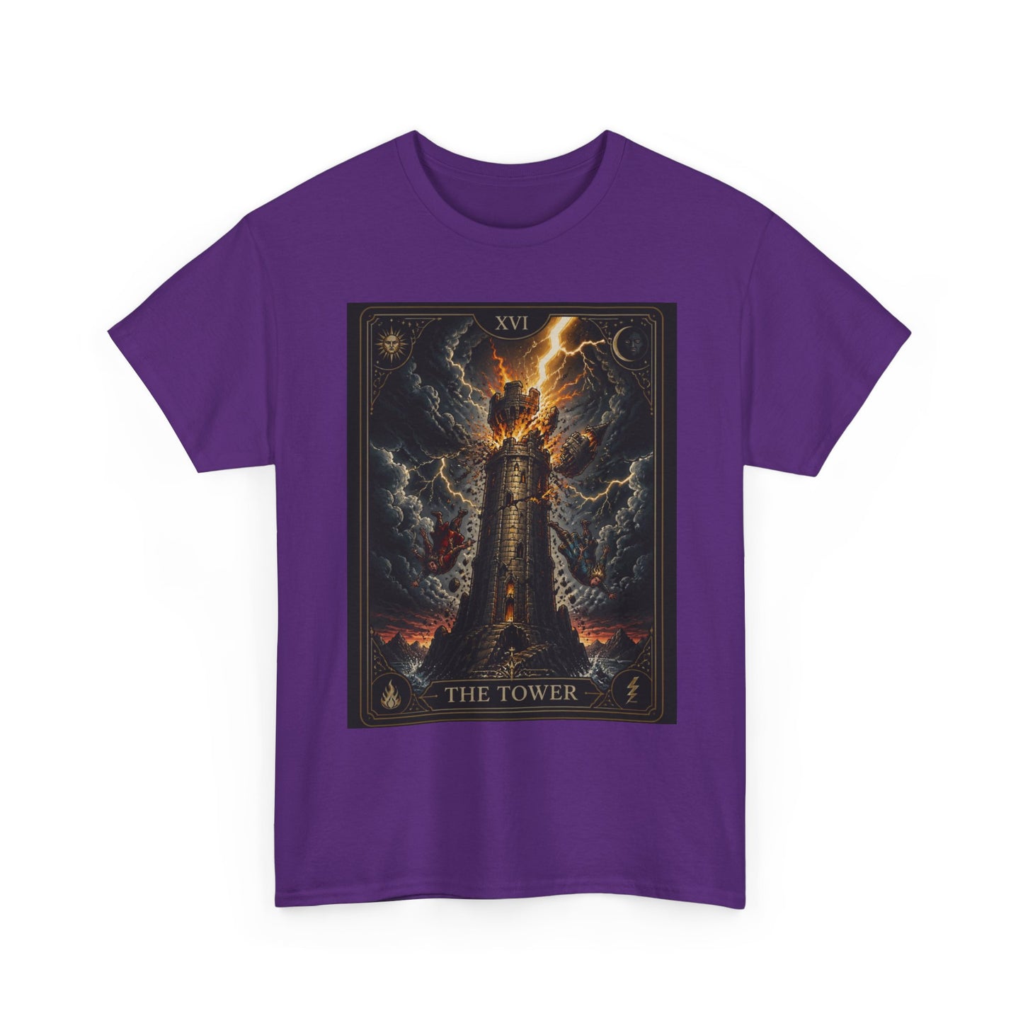 Tarot The Tower T-Shirt — Gothic Lightning Tarot Card Tee