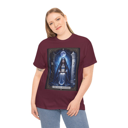 The High Priestess Tarot T-Shirt — Mystical Moon Spiritual Tee