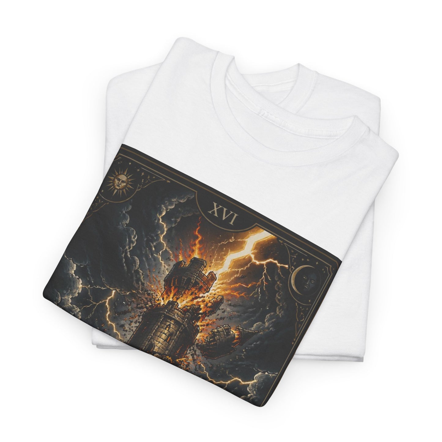 Tarot The Tower T-Shirt — Gothic Lightning Tarot Card Tee