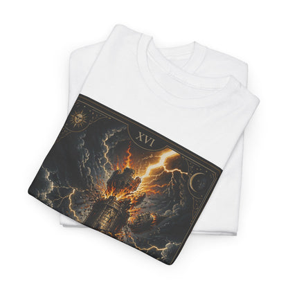 Tarot The Tower T-Shirt — Gothic Lightning Tarot Card Tee