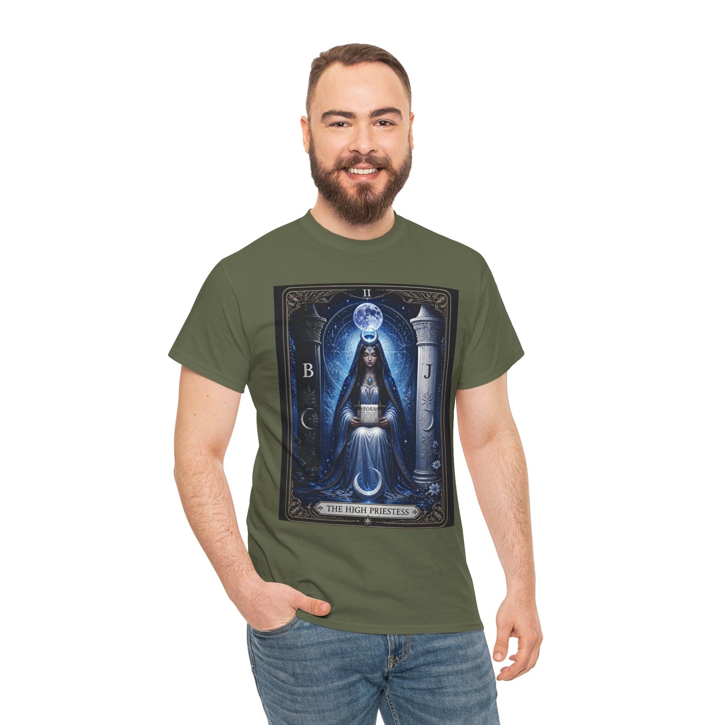 The High Priestess Tarot T-Shirt — Mystical Moon Spiritual Tee