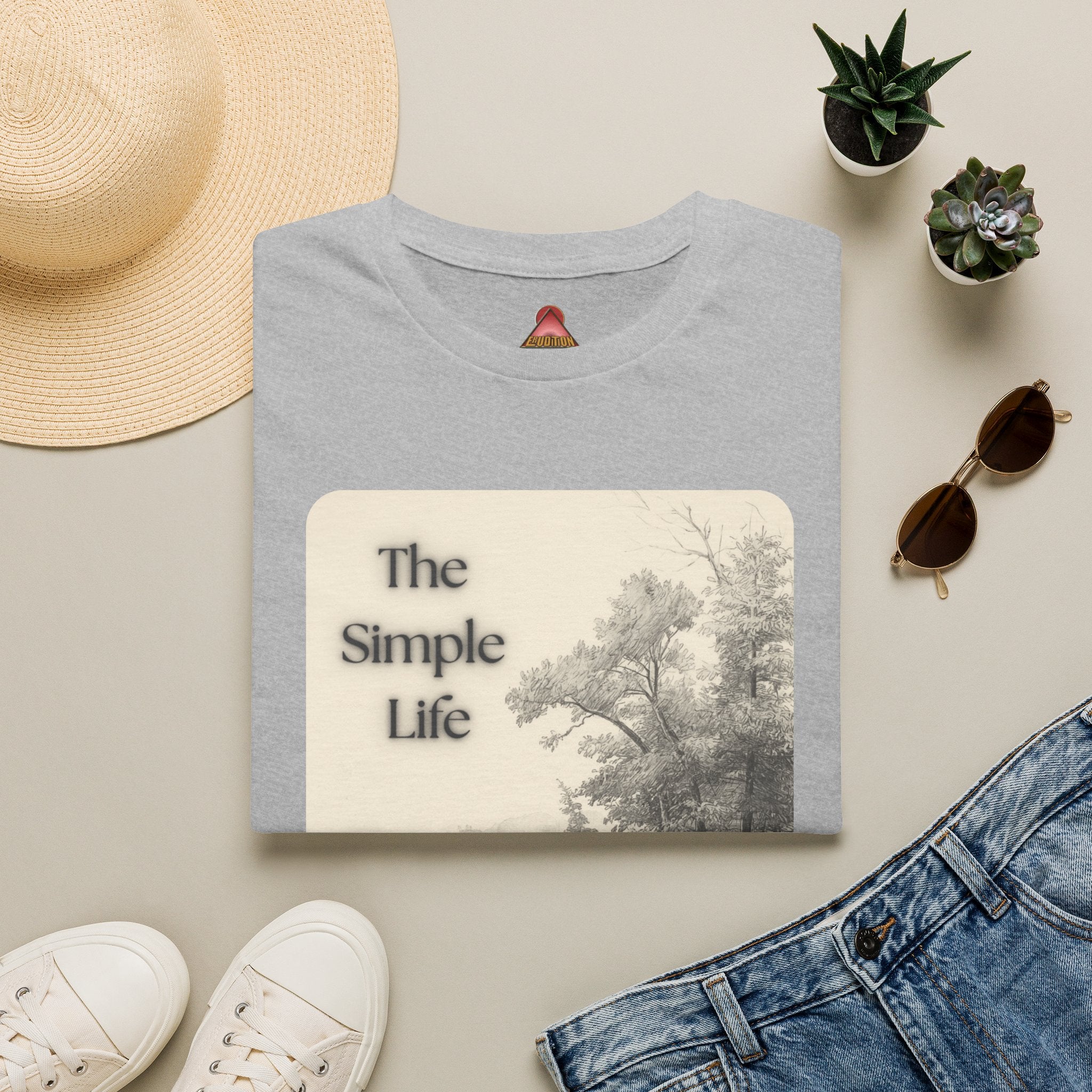 The Simple Life T-Shirt | Vintage Lake Fishing Scene, Retro Nature Illustration
