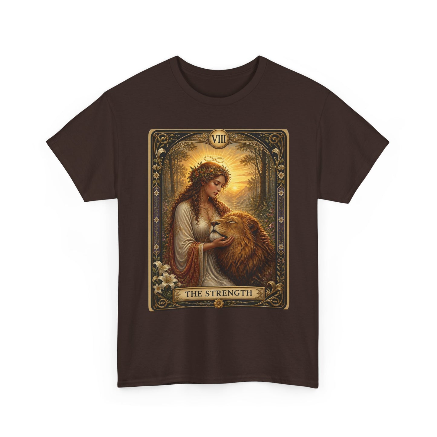 Tarot 'The Strength' T-Shirt — Mystical Lion Woman Card Tee