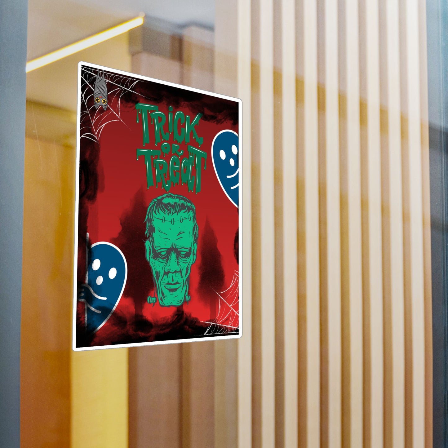 Halloween Trick or Treat Vinyl Decal – Frankenstein & Ghosts Kiss-Cut Sticker