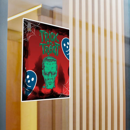 Halloween Trick or Treat Vinyl Decal – Frankenstein & Ghosts Kiss-Cut Sticker