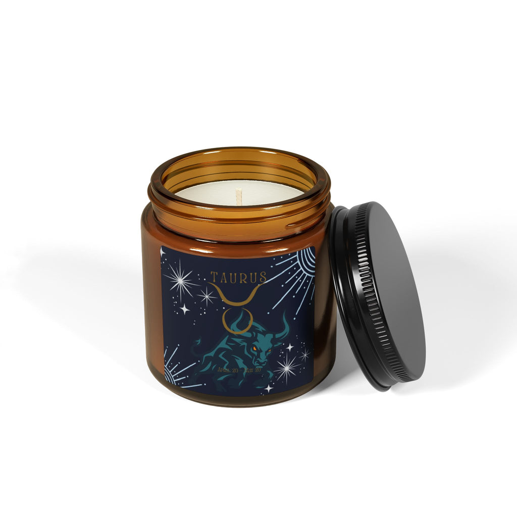 Taurus Scented Soy Candle — Amber Jar Zodiac Candle