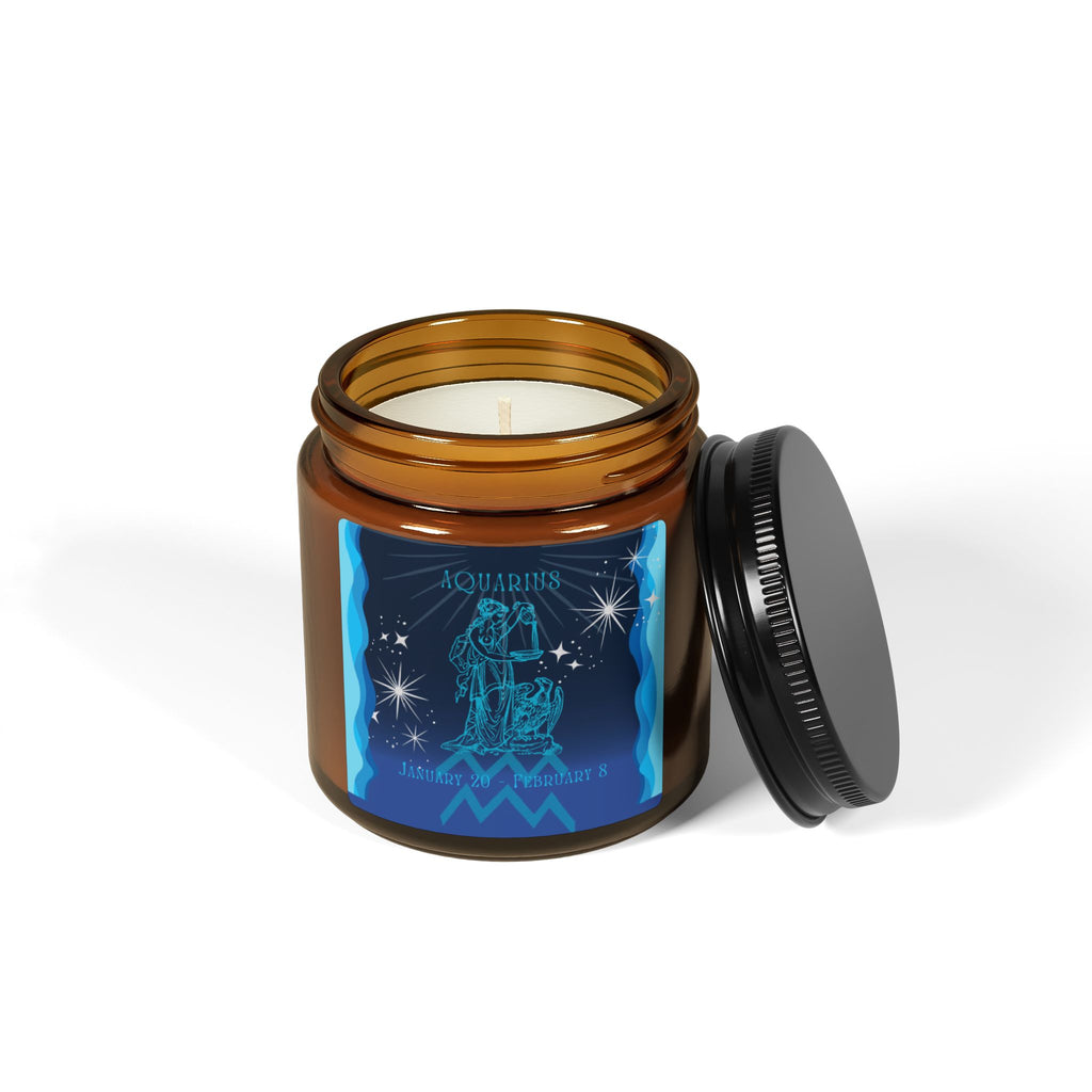 Aquarius Soy Candle — Amber Jar Zodiac Scented Candle
