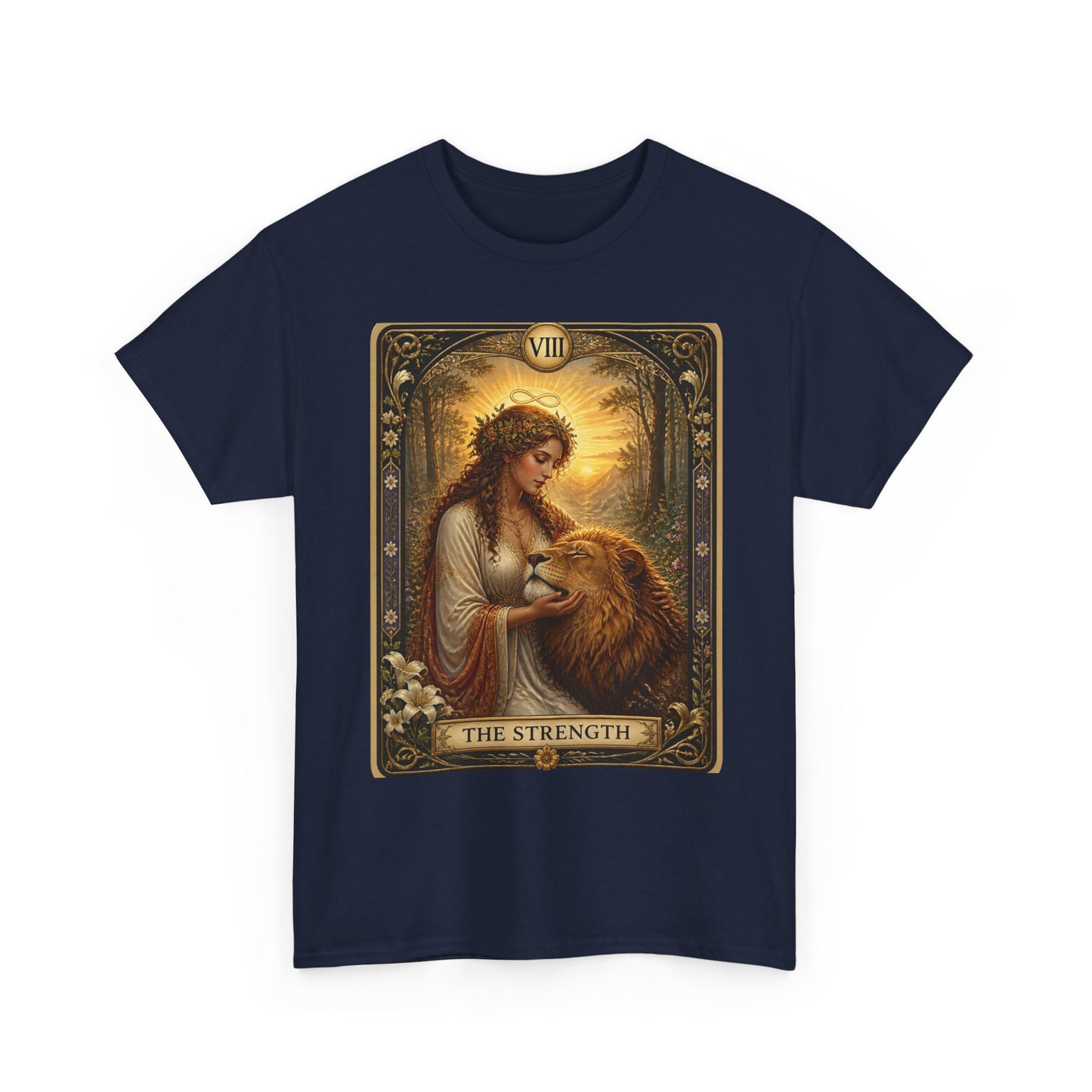 Tarot 'The Strength' T-Shirt — Mystical Lion Woman Card Tee