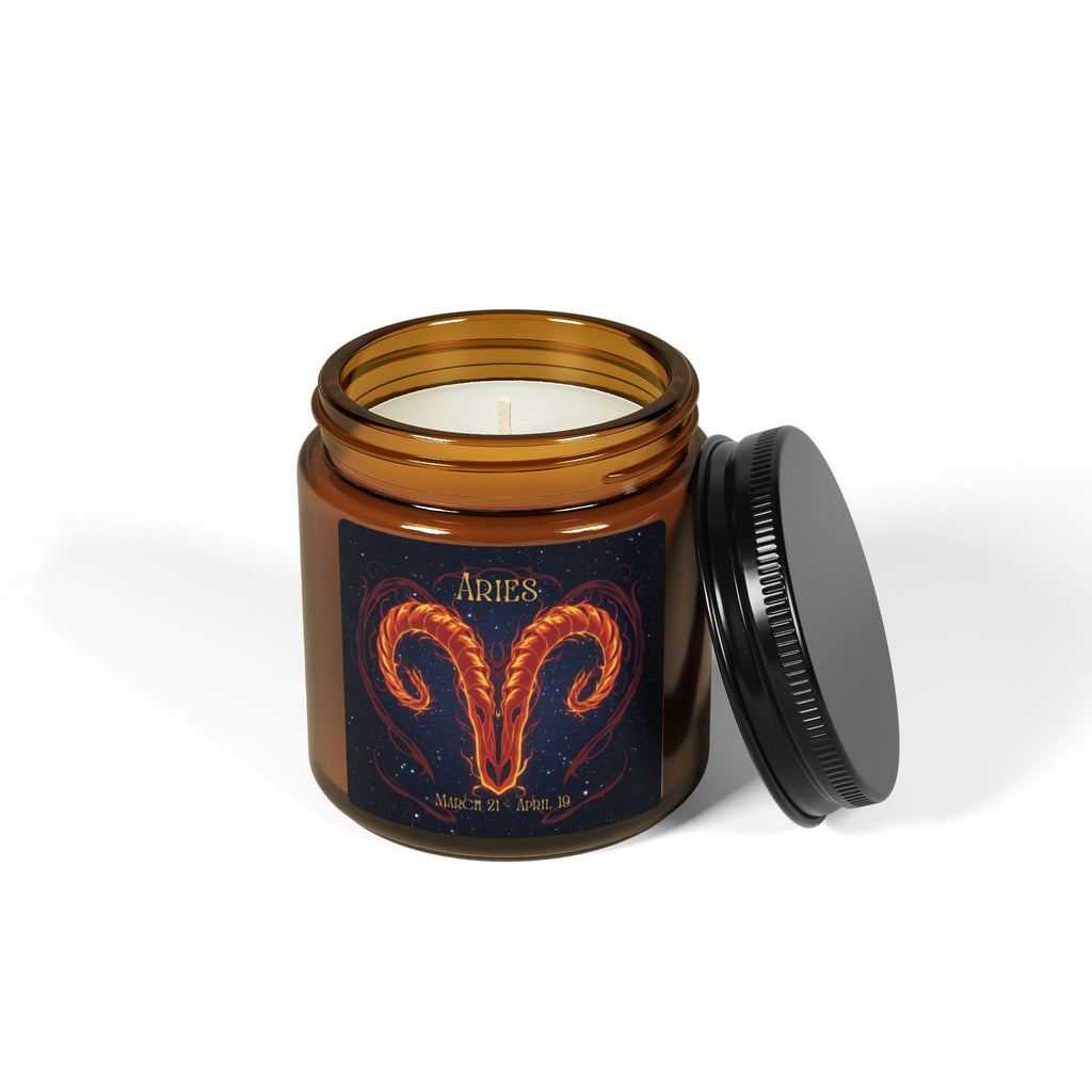 Aries Zodiac Soy Candle — Amber Jar Scented Candle (Multi-Size)