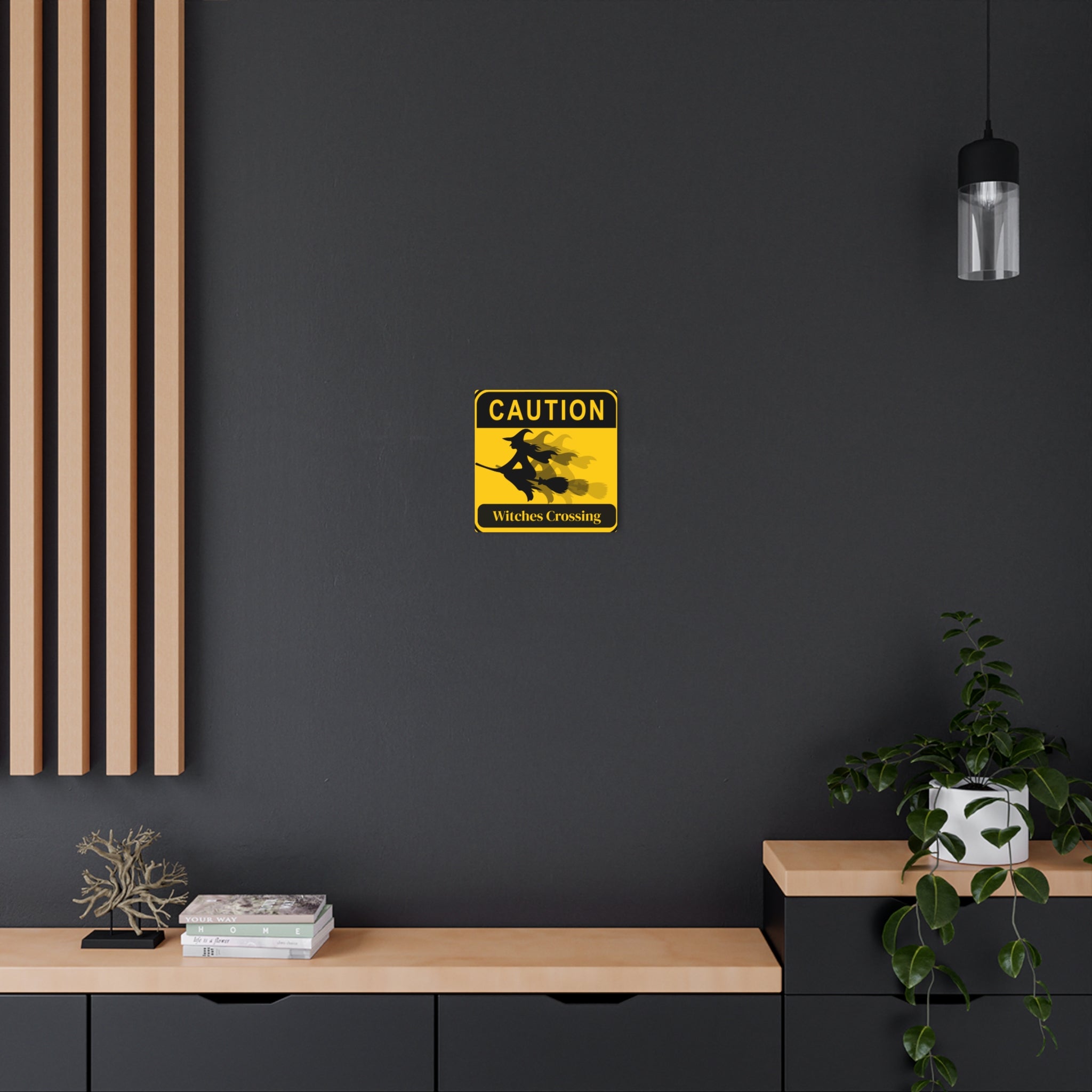 Metal Sign - Caution: Witches Crossing Halloween Decor