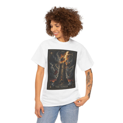 Tarot The Tower T-Shirt — Gothic Lightning Tarot Card Tee
