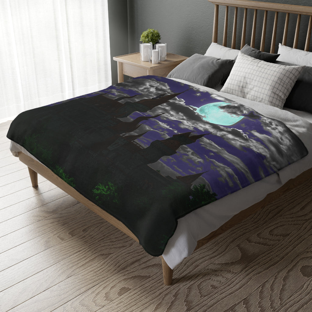 Haunted Castle Moonlight Blanket | Velveteen Microfiber Blanket