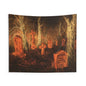 Graveyard Glow Tapestry — Haunted Cemetery Wall Art for Halloween