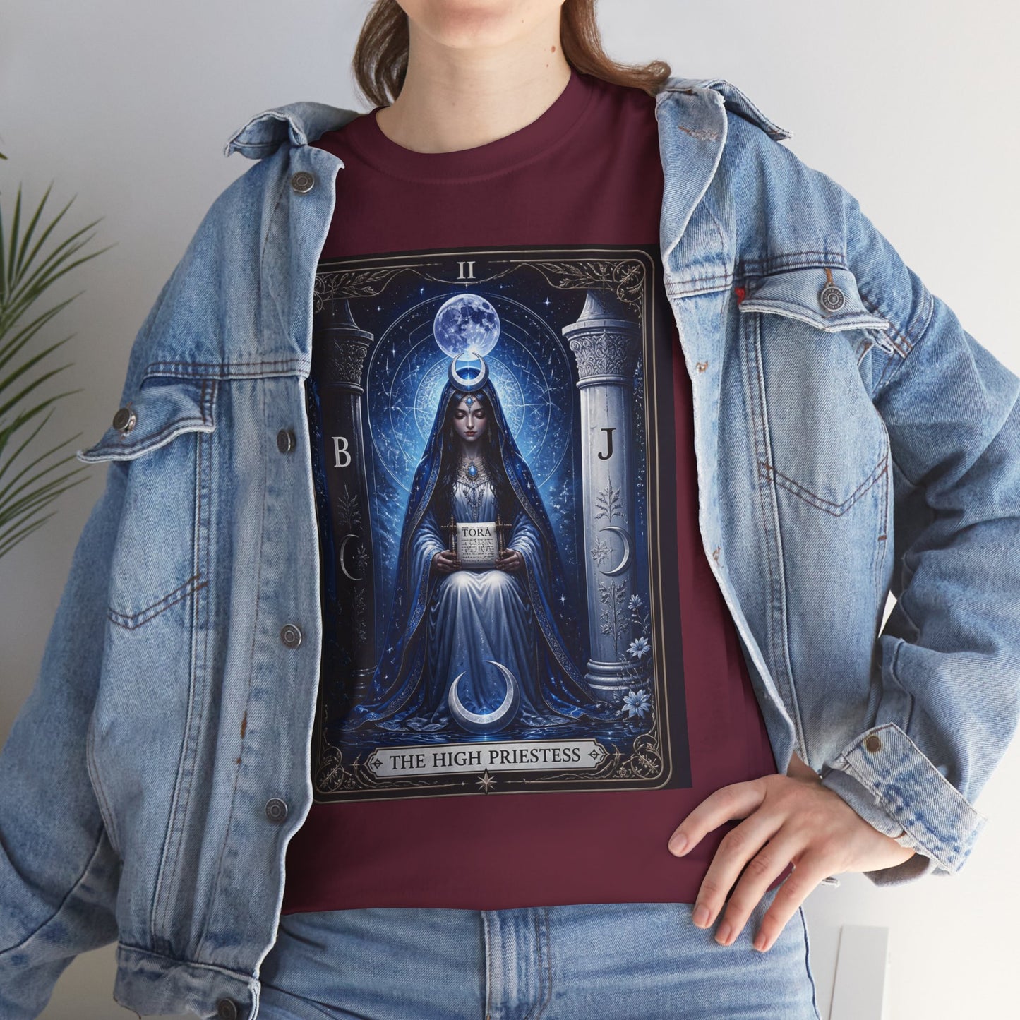 The High Priestess Tarot T-Shirt — Mystical Moon Spiritual Tee