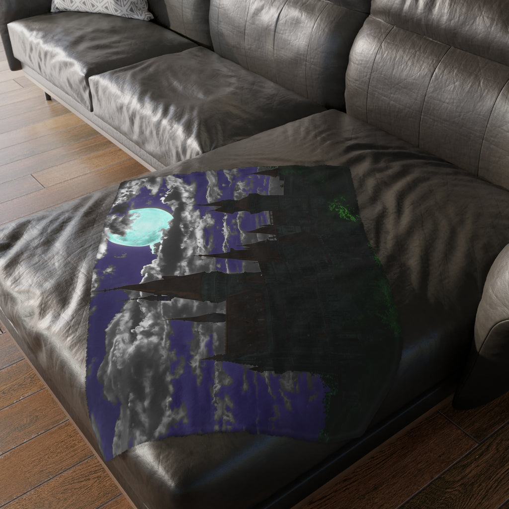 Haunted Castle Moonlight Blanket | Velveteen Microfiber Blanket