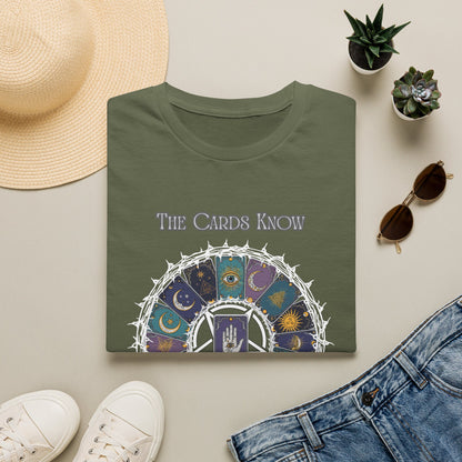 Tarot T-Shirt — "The Cards Know" Mystic Tarot Deck Circle Tee
