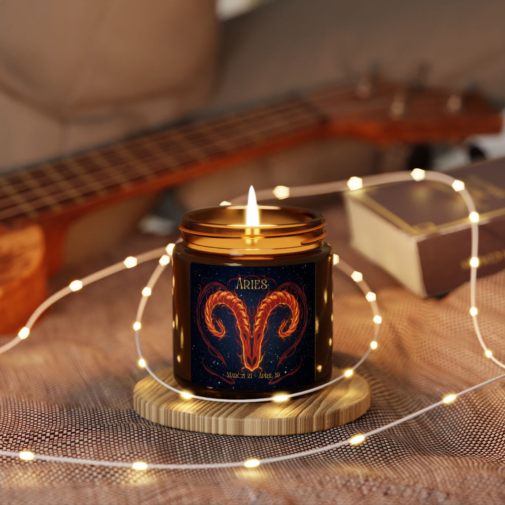 Aries Zodiac Soy Candle — Amber Jar Scented Candle (Multi-Size)