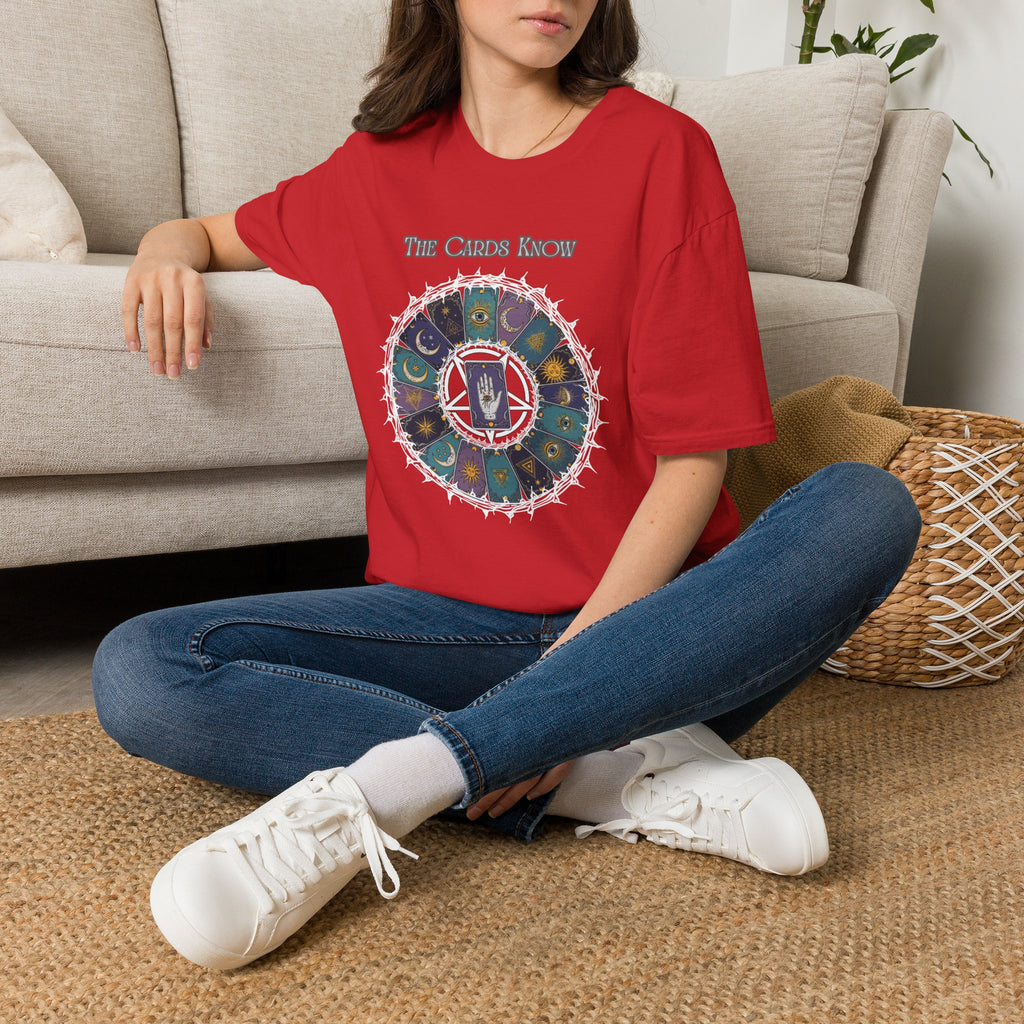 Tarot T-Shirt — "The Cards Know" Mystic Tarot Deck Circle Tee