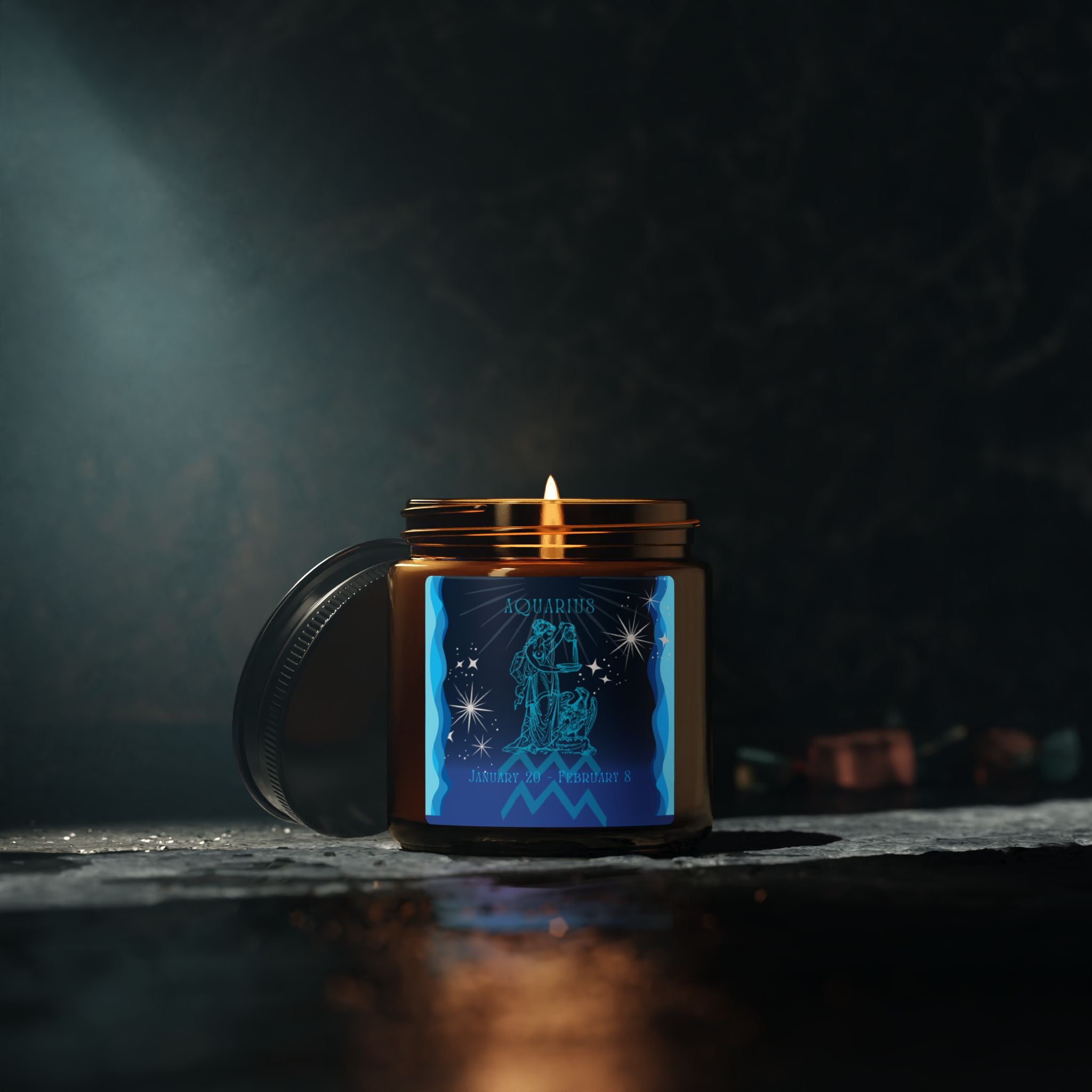 Aquarius Soy Candle — Amber Jar Zodiac Scented Candle