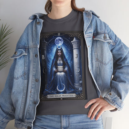 The High Priestess Tarot T-Shirt — Mystical Moon Spiritual Tee