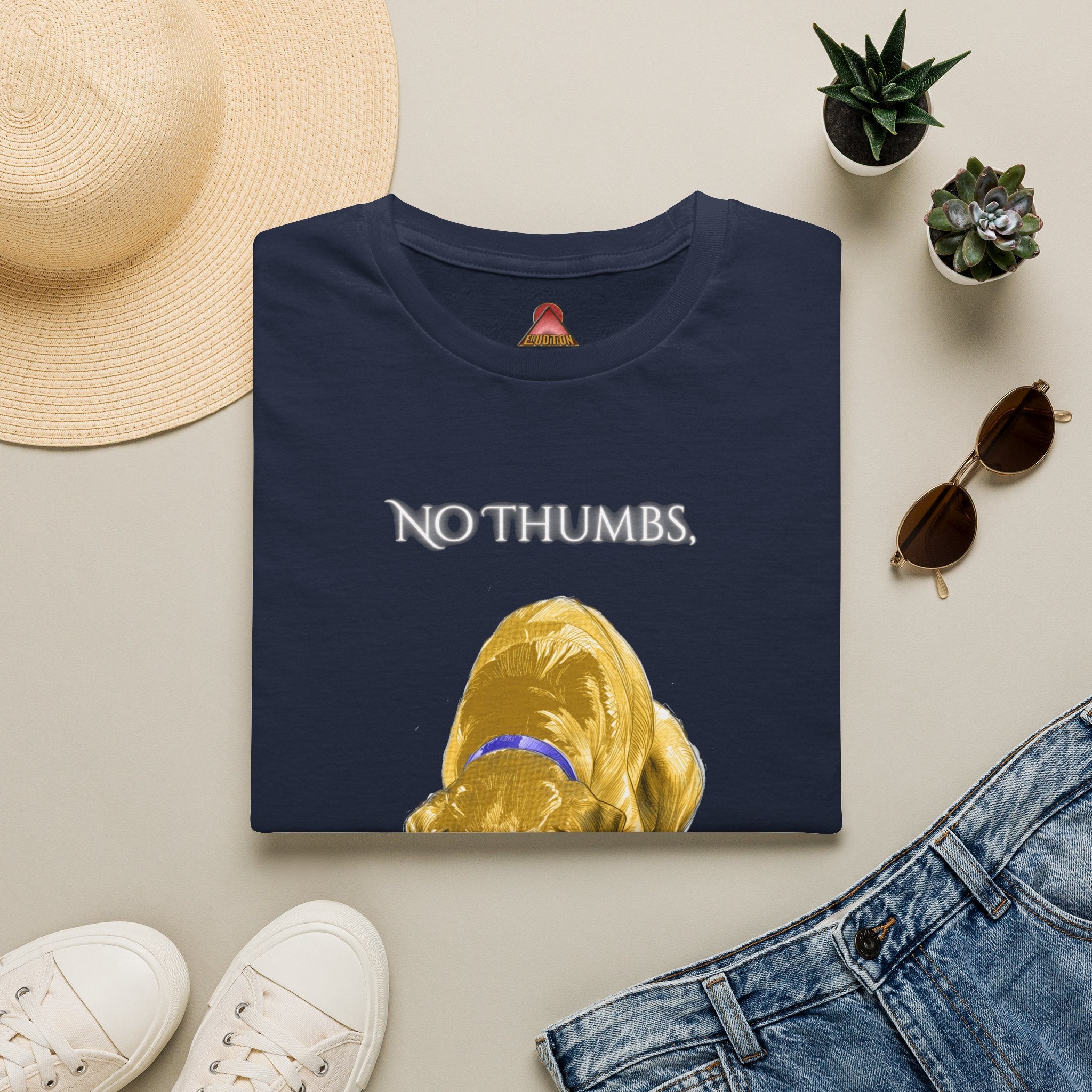 No Thumbs Eats Crumbs dog illustration T-Shirt | funny Labrador design