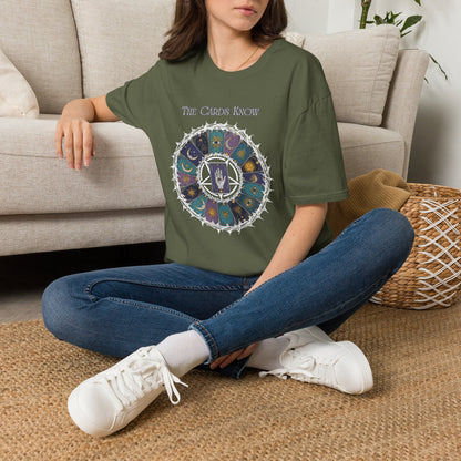 Tarot T-Shirt — "The Cards Know" Mystic Tarot Deck Circle Tee
