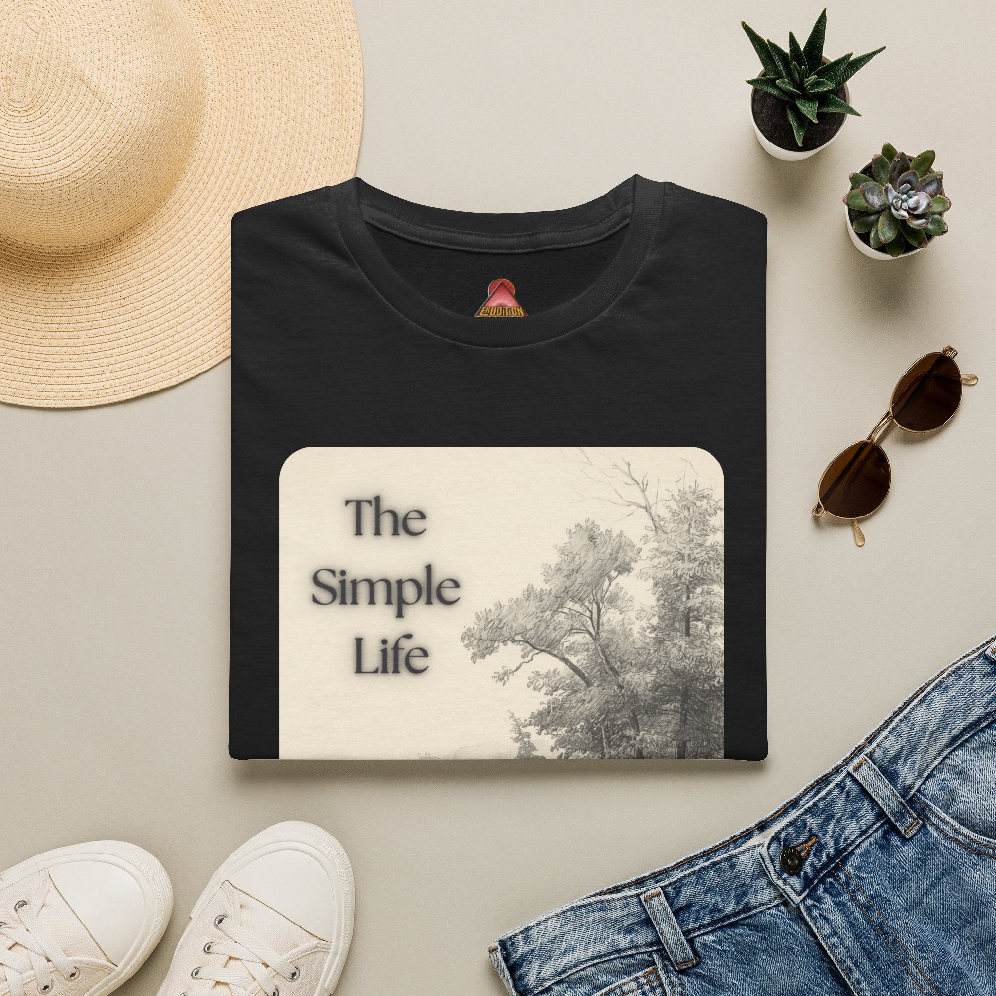The Simple Life T-Shirt | Vintage Lake Fishing Scene, Retro Nature Illustration