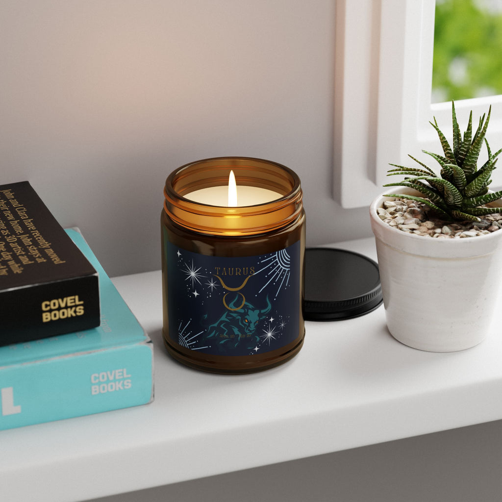 Taurus Scented Soy Candle — Amber Jar Zodiac Candle