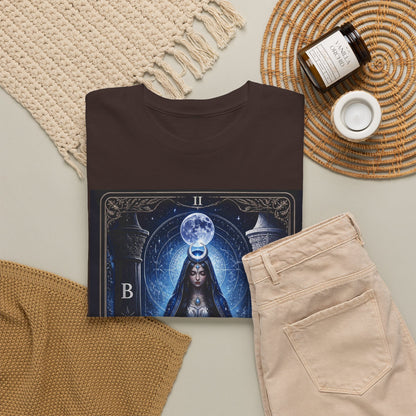 The High Priestess Tarot T-Shirt — Mystical Moon Spiritual Tee