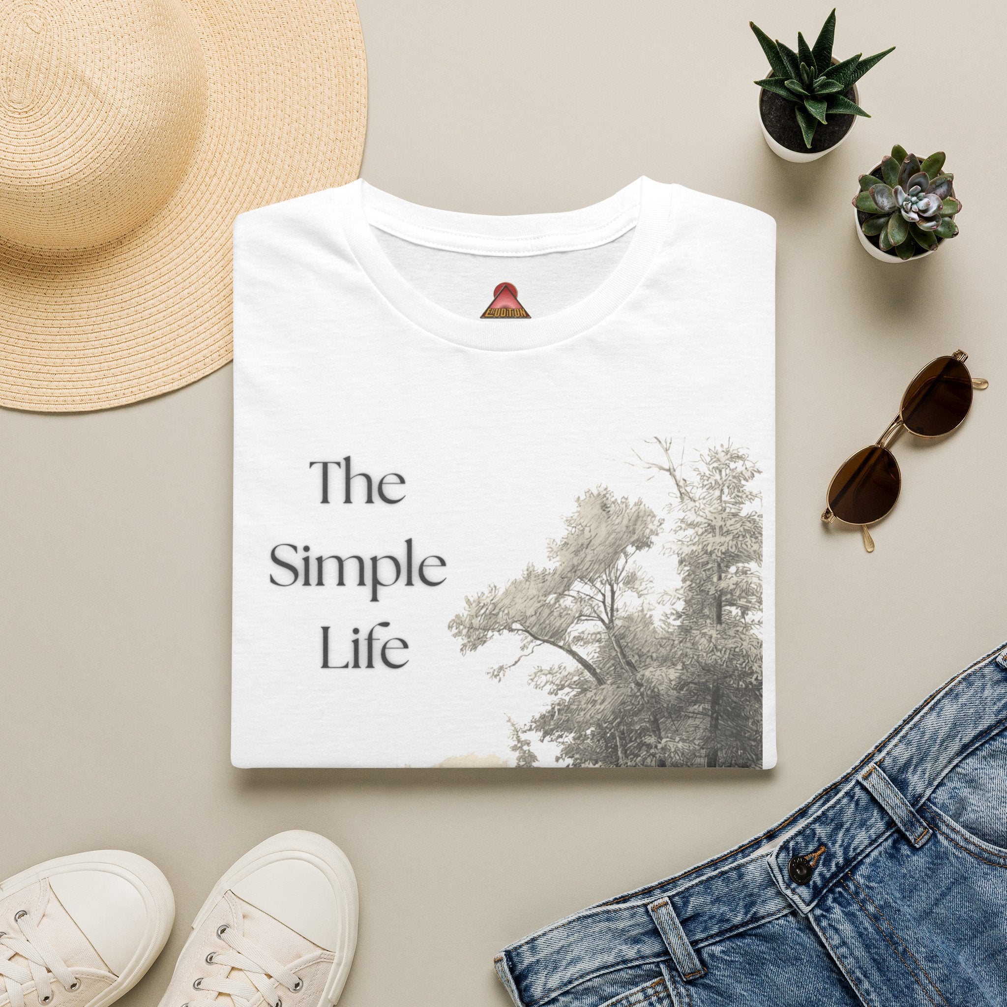 The Simple Life T-Shirt | Rustic Lakeside Landscape, Calm Nature Design