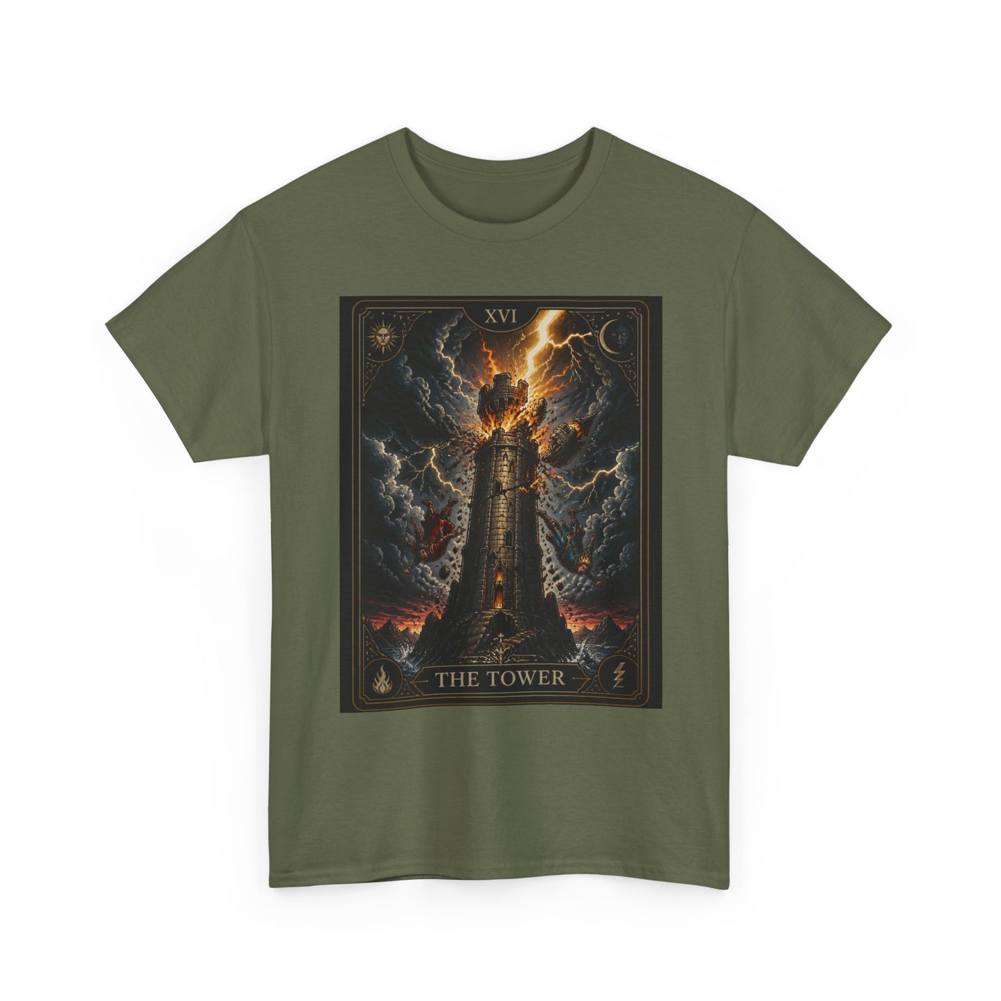 Tarot The Tower T-Shirt — Gothic Lightning Tarot Card Tee