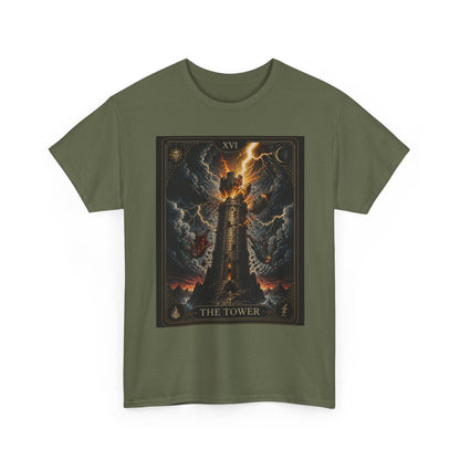 Tarot The Tower T-Shirt — Gothic Lightning Tarot Card Tee