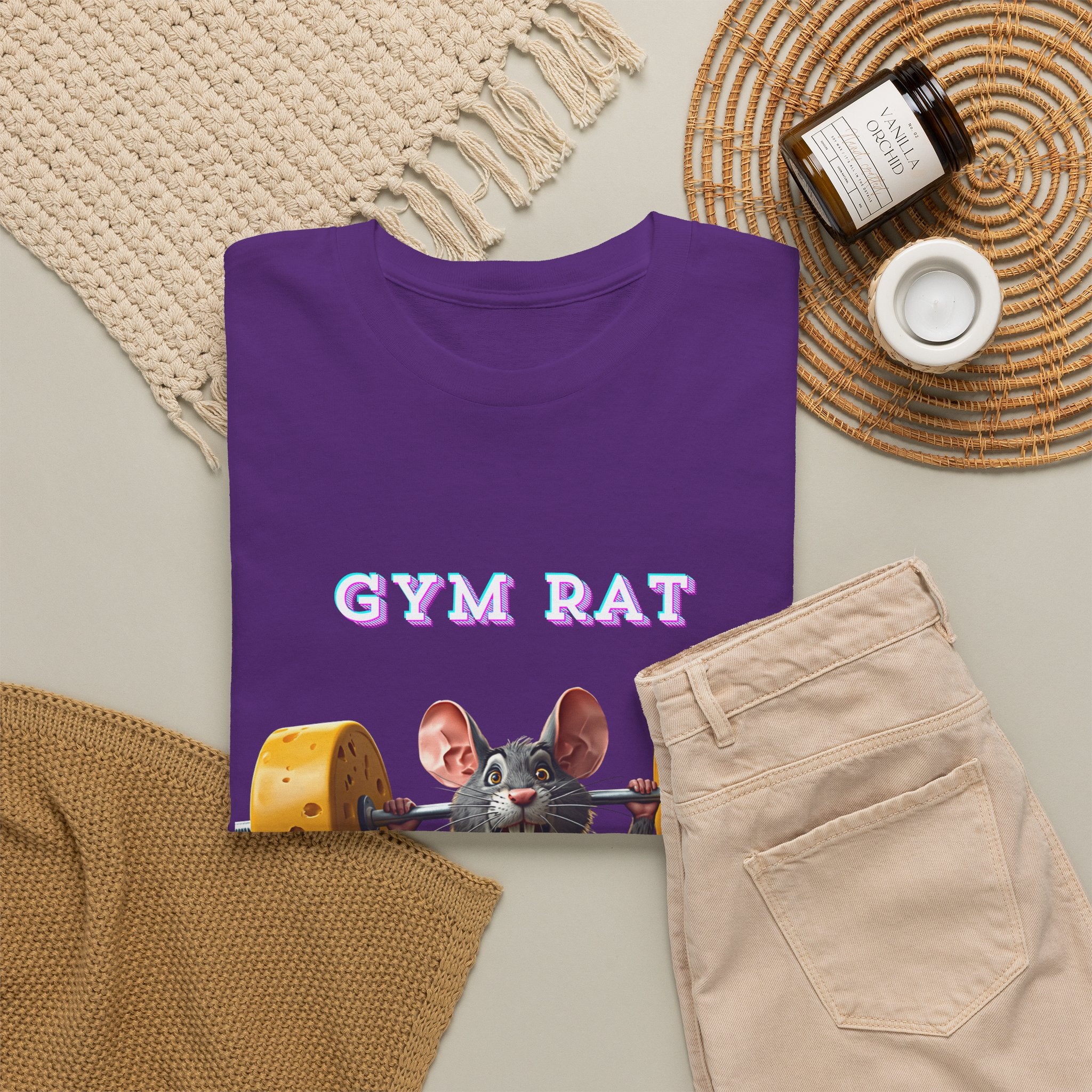 Gym Rat T-Shirt — Rat Weightlifting Tee for Fitness Fans