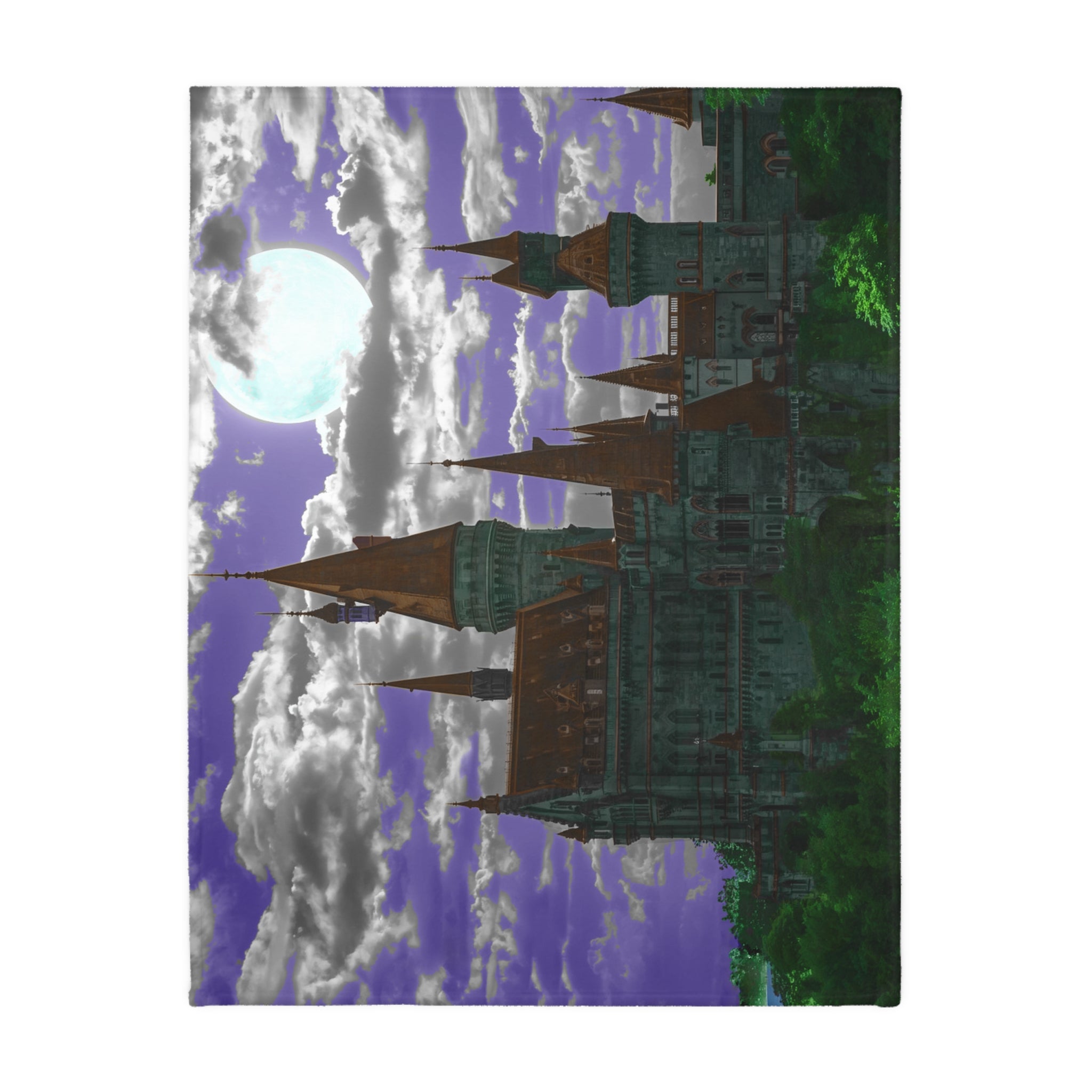 Moonlit Castle Velveteen Blanket — Gothic Fantasy Microfiber Throw