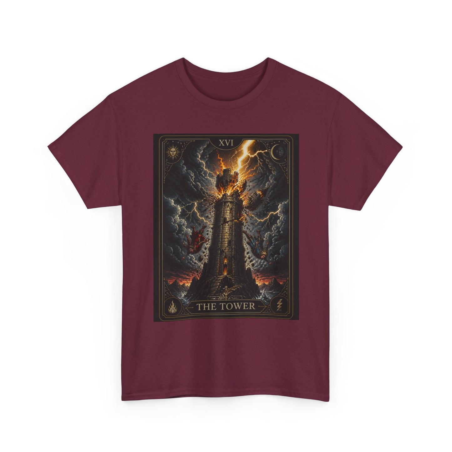Tarot The Tower T-Shirt — Gothic Lightning Tarot Card Tee