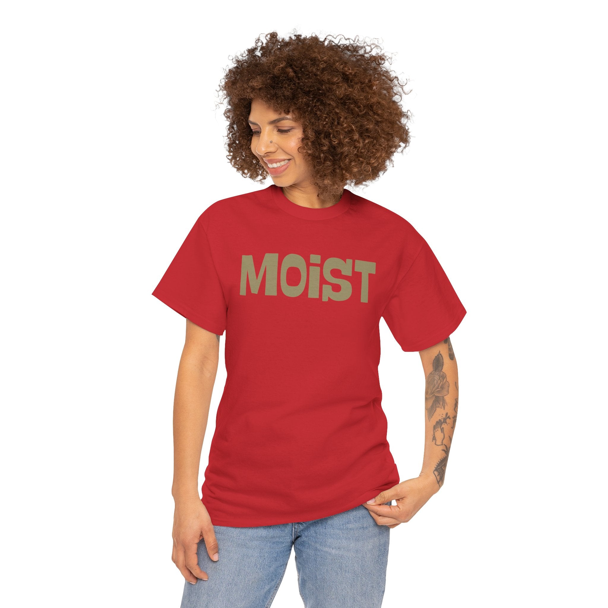 Moist Graphic Tee — Funny Bold Text Shirt